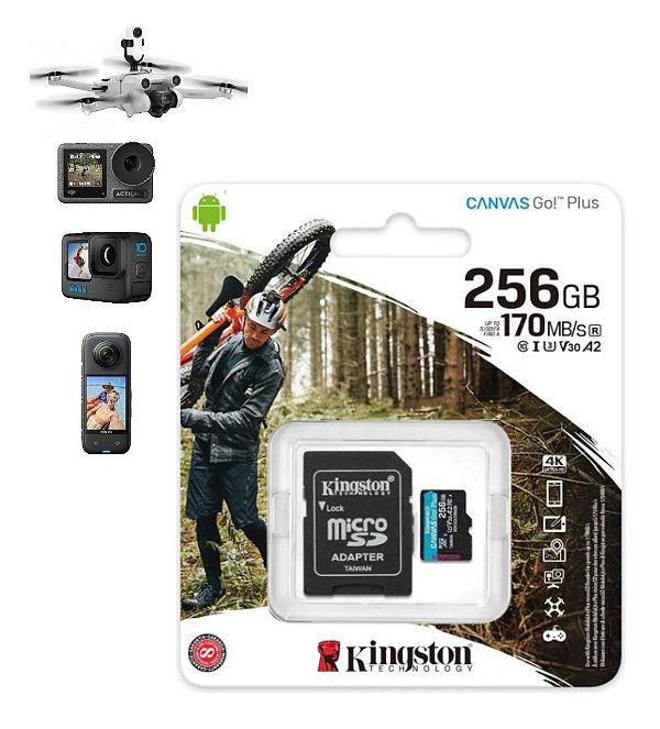 Cartão De Memória Micro Sdxc 256gb 4k Kingston Sdcg3/256gb