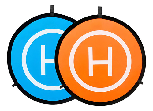 Landing Pad Pista De Pouso Decolagem Heliponto 55cm P/ Drone Azul E Laranja