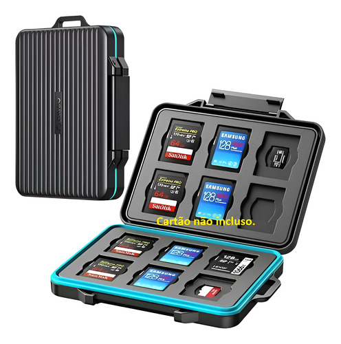 Case Para Cartão De Memória 12x Sd Microsd Tf Impermeavel Cinza