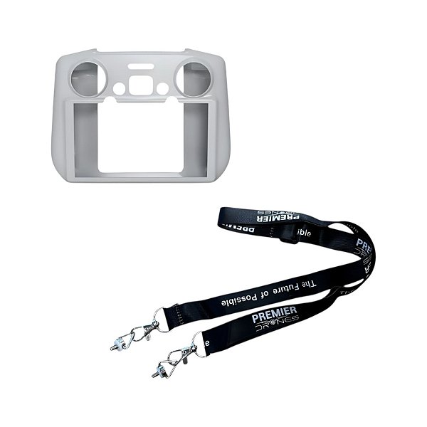 Kit Capa Silicone cinza + Alça Device Controle Dji Mini 4 Pro/Mini 5 Pro/Mavic 4 Pro/Flip Controle Rc2