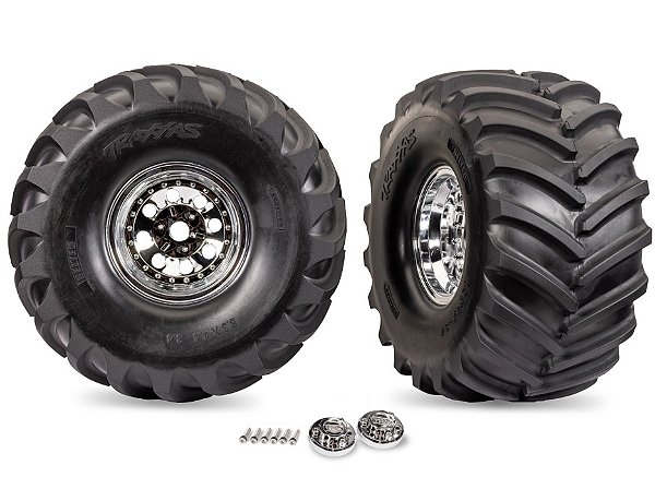 TRAXXAS RODAS CHROME X-MONSTER COM PNEUS TERRA GROOVE (2)