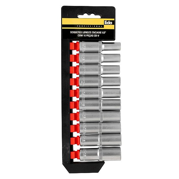 SOQUETES LONGOS 1/2" ENC C/ 10PCS 8 A 19MM CRV