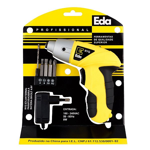 Parafusadeira 4,8V 200 RPM à bateria com carregador com brocas e com bit10