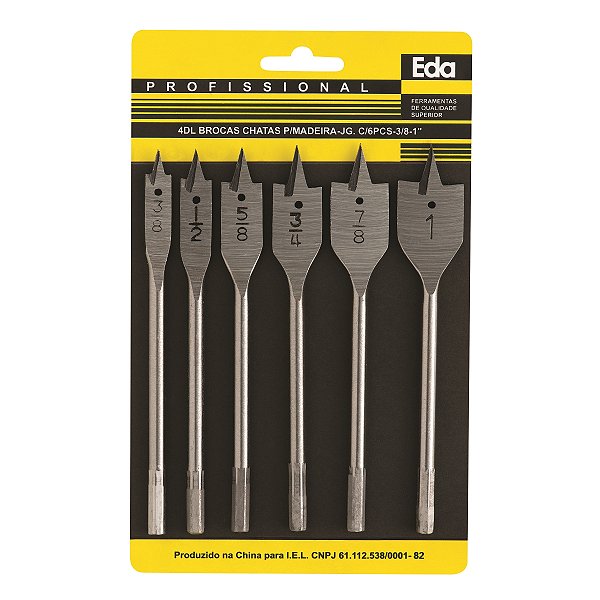 BROCAS CHATAS JOGO 3/8 A 1" COM 6 PCS