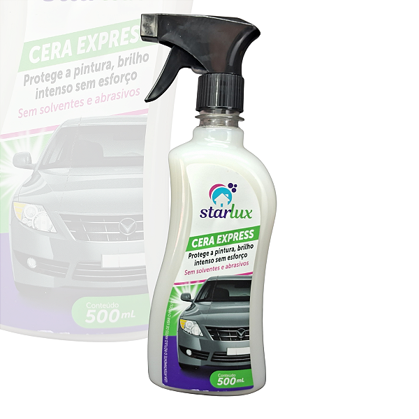 Cera Liquida Spray Starlux 500ml Carnauba Sem Abrasivos Protege Pintura E Nao Mancha Plasticos