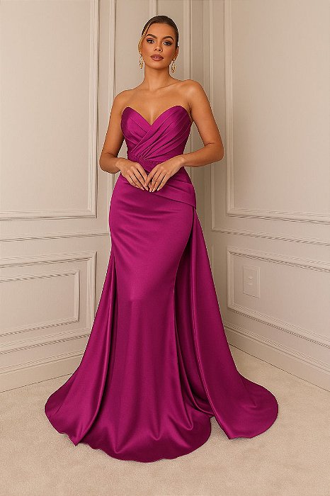 VESTIDO PRAELA REF0302408101 FUCSIA CETIM