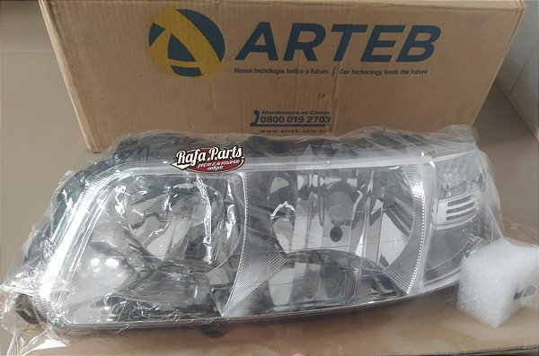 Farol Lado Esquerdo Foco Duplo Máscara Cromada Arteb - Gol G3 00/05