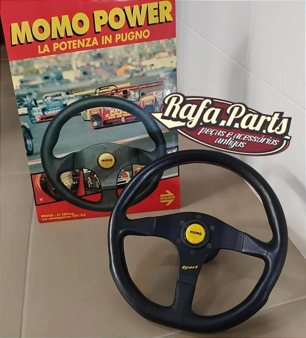 Volante Novo Original Momo Sport em Couro Made In Italy 330 mm