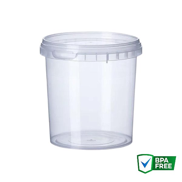 P500 - Pote Plástico Redondo Com Lacre 500ml - 50 unidades