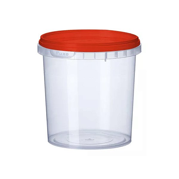 P220 -  Pote Plástico Redondo Com Lacre 220ml - 50 unidades ( Tampas Coloridas )