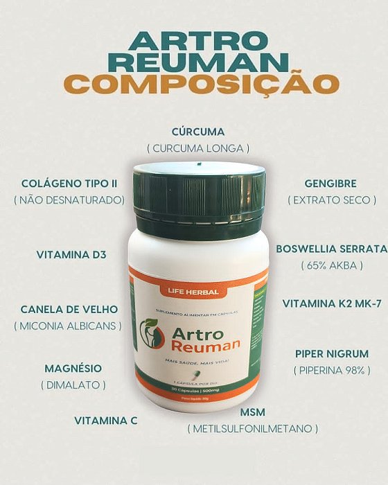 Artroreuman Suplemento Alimentar 30 Capsulas LIFE HERBAL