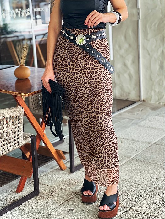 Saia Midi Tule Savanna