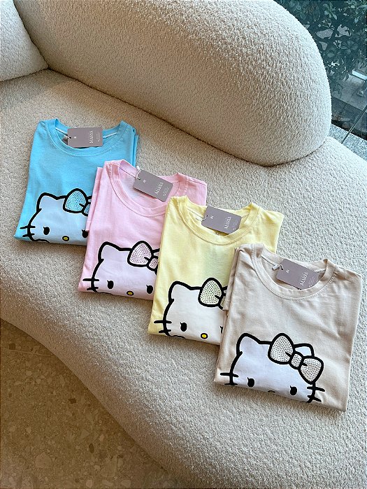 T-Shirt Alongada Hello Kitty Strass