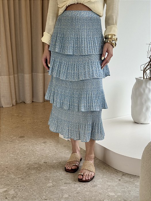 Saia Plissada Midi Bebel