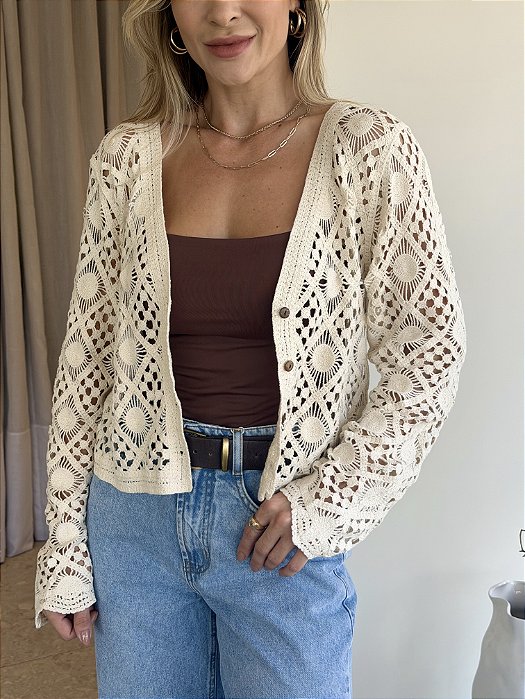 Cardigan Croche Grey