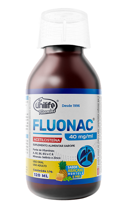 Acetilcisteína- Xarope Sabor Abacaxi, Hortelã e Mel (Fluonac 40mg/ml)