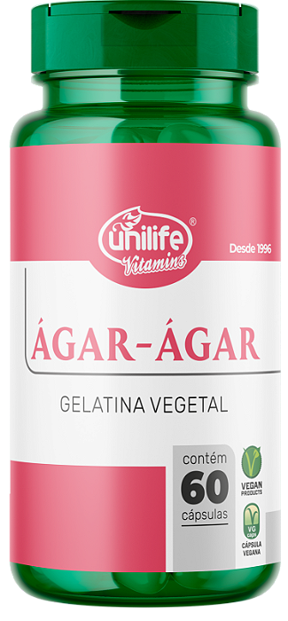 Ágar-Ágar - Gelatina Vegetal - 60 cáps