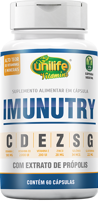 Imunutry - Zinco, selênio, glutamina, própolis verde + Vit. C, D e E - 60 cáps