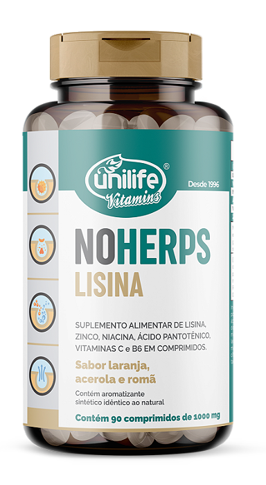 NoHerps - Lisina - Sabor laranja e acerola - 90 comprimidos