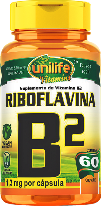Vitamina B2 - Riboflavina - 60 cáps