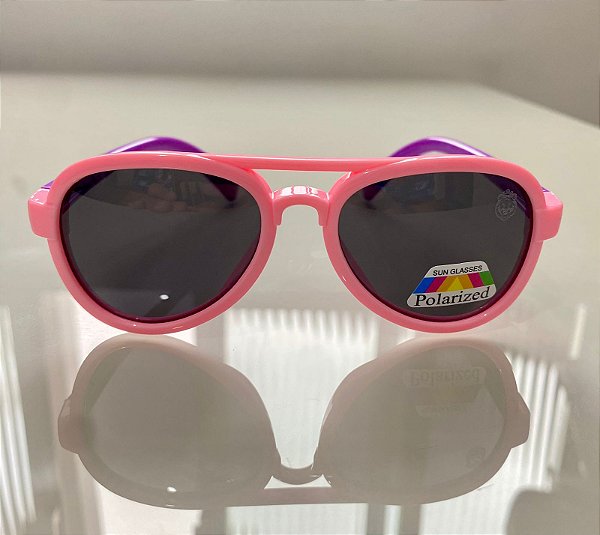 ÓCULOS DE SOL - PILOTO MIRIM - Rosa com Roxo