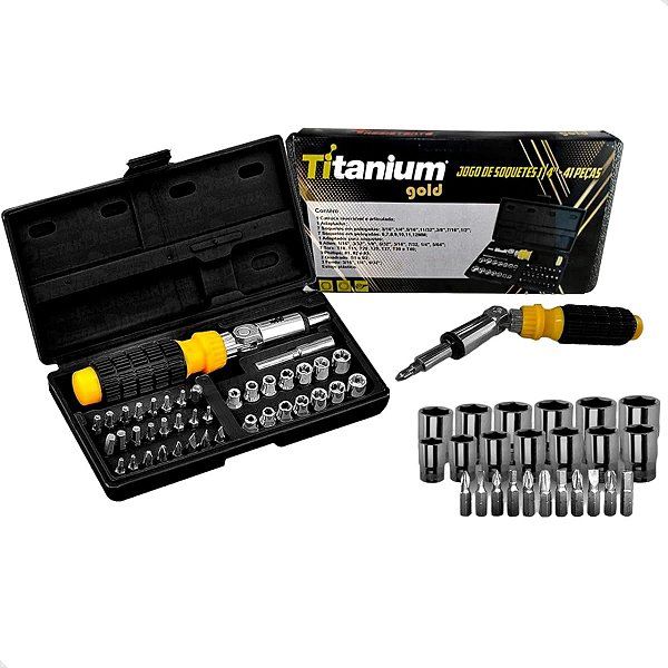 Jogo De Soquete 1/4" Gold 41 Peças Titanium