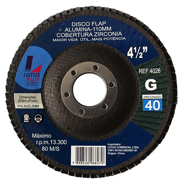 Disco Flap Zircônia 4 1/2” Plus Lotus