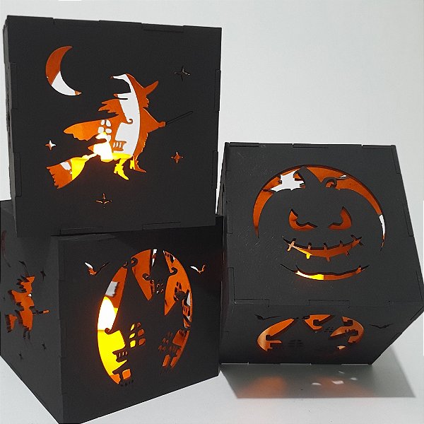 Luminária lembrancinha ou centro de mesa em MDF Halloween