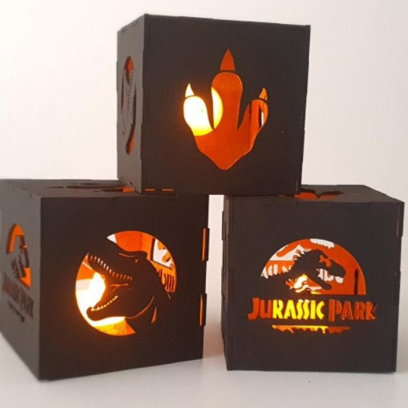 Luminária lembrancinha ou centro de mesa em MDF Jurassic Park