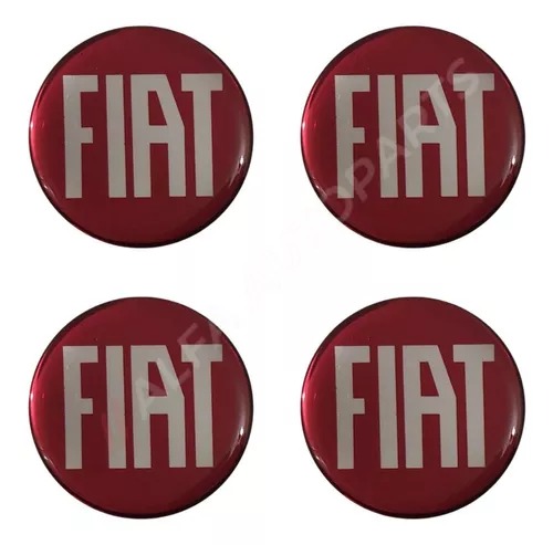 Jogo Emblema Fiat Novo Vm/ Calota Central Roda Esportiva 48mm