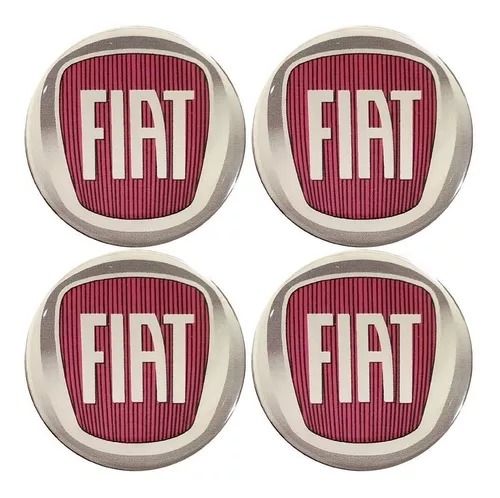 Kit Emblema Resinado Fiat Vermelho Roda Calota Centro 48mm