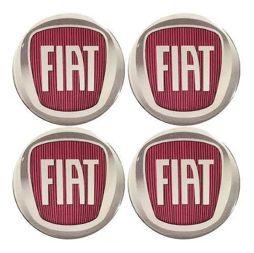 Jogo Emblema Resinado Fiat Vermelho Roda Calota Centro 65mm