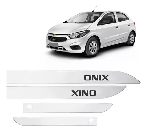Jogo Friso Lateral Chevrolet Gm Onix Branco 2012/ Em Diante