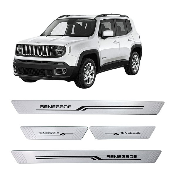 Jogo Soleira Jeep Renegade 2015 A 2023 4 Portas Prata