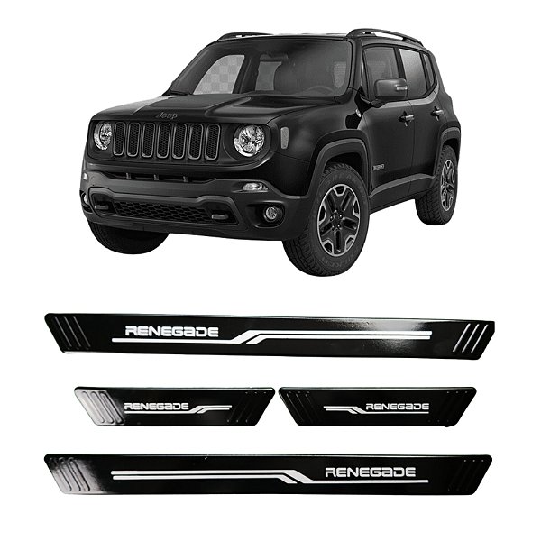 Jogo Soleira Jeep Renegade 2015 A 2023 4 Portas Preto