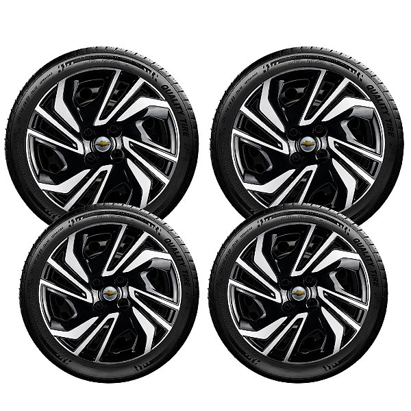 Jogo Calota Aro 15 Preto Onix Hatch Plus 2020 2021 2023 2024