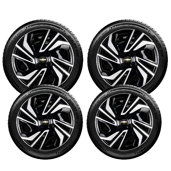 Jogo Calota Aro 15 Preto Onix Hatch Plus 2020 2021 2023 2024