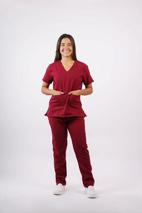 Pijama Feminino Oxford Vinho