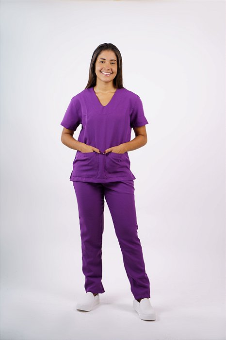 Pijama Feminino Oxford Roxo