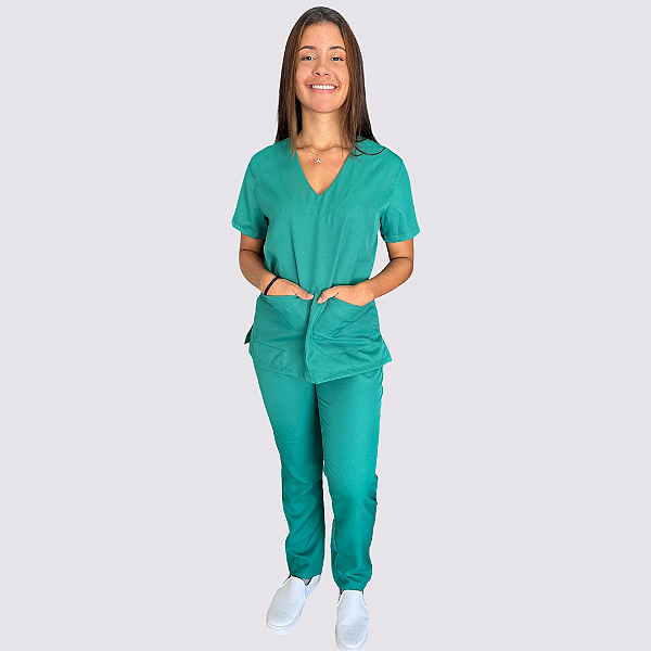 Pijama Clássico Gabardine Feminino Verde Bandeira