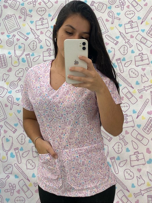 Blusa Estampada Enfermagem rosa