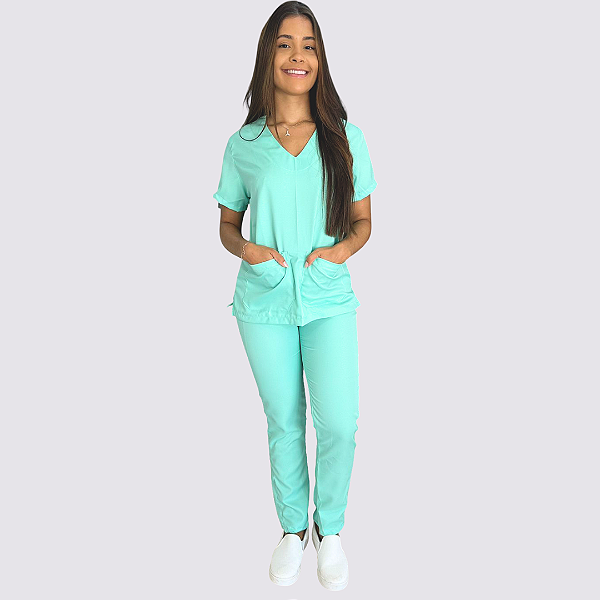 Pijama Clássico Gabardine Feminino Verde Bebê