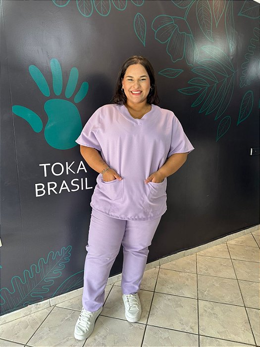 Pijama Feminino PLUS Oxford Lilas