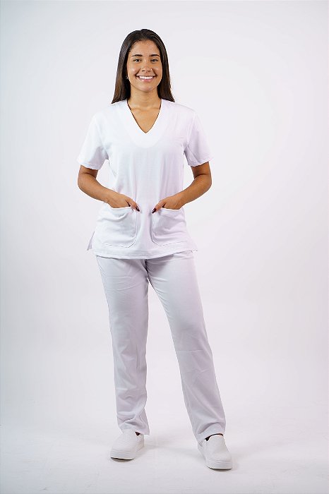Pijama Feminino PLUS Oxford Branco