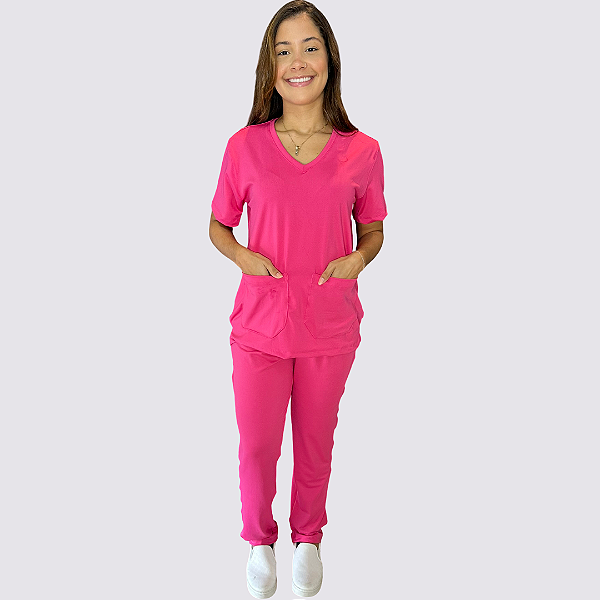Pijama Clássico em Malha cor: Pink