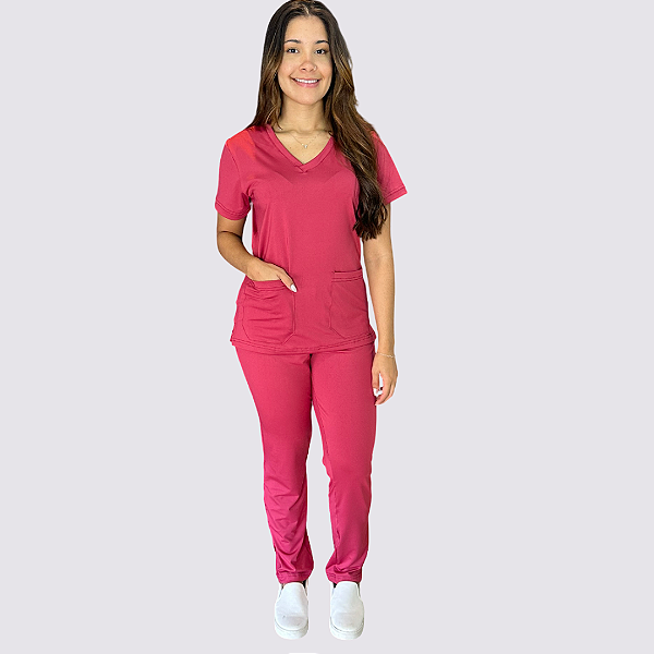 Pijama Clássico em Malha cor: Vinho