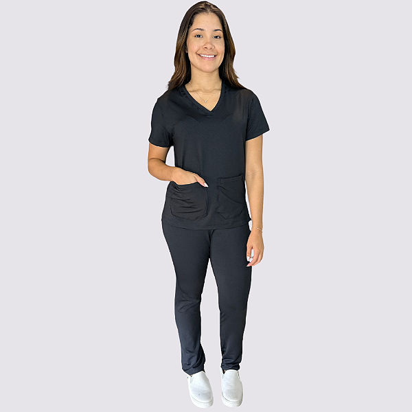 Pijama Clássico em Malha cor: preto