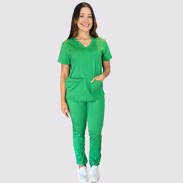 Pijama Clássico em Malha cor: verde bandeira