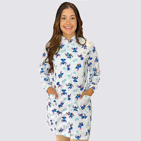 Jaleco em Gabardine estampa Stitch