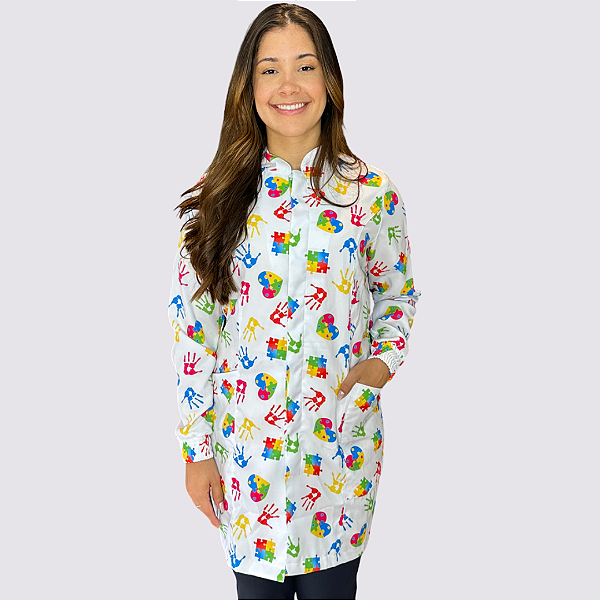 Jaleco em Gabardine estampa autismo